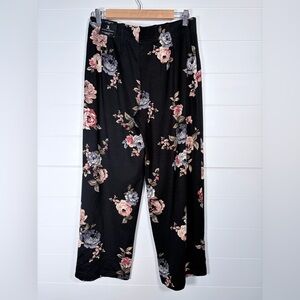 NWT Jules & Leopold Black Floral Wide-Leg Pants Size Medium
